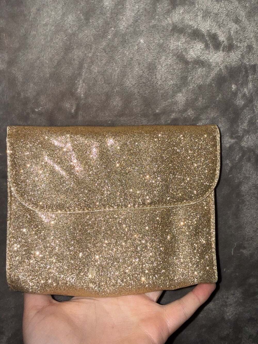bareMinerals Gold Glitter Cosmetic Makeup Clutch Bag
